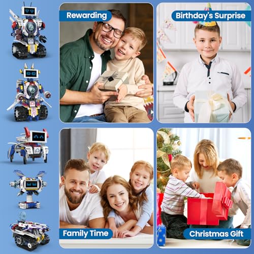 HPROMOT STEM Robot Building Kit for Kids Ages 6-16 | 603 PCS 5-in-1 | 4 Control Modes | APP & Remote Control | Rechargeable Coding Robot Toy | Engineering Educational Gift for Boys Girls - color: Vivid Colors