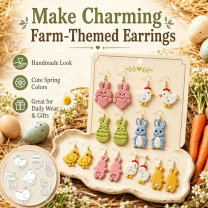 9PCS Farm Easter Clay Cutters - color: Rabbit Mold