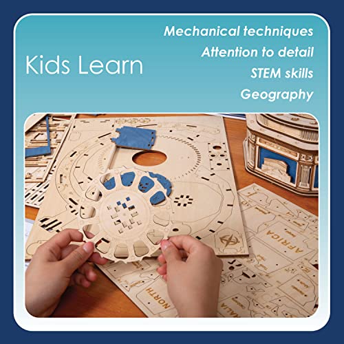 MindWare Gearjits: Globe – Wooden 3D Building Puzzle for Teens & Adults – DIY Construction Model – Fun for Parents Too! – Great STEAM Gifts for Ages 12+