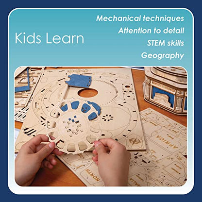 MindWare Gearjits: Globe – Wooden 3D Building Puzzle for Teens & Adults – DIY Construction Model – Fun for Parents Too! – Great STEAM Gifts for Ages 12+