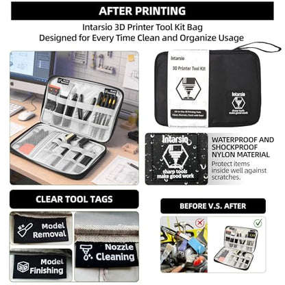 52-in-One 3D Printer Tools Kit, Professional 3D Printer Accessories & Maintenance Set for All FDM/SLA Printers, Deburring Tool, 3D Printer Nozzles, Scrapers, Files Set, PTFE Tube Cutter, Storage Bag - style: Plus-purpose Kit