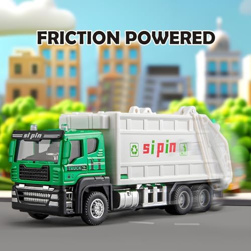4 Packs Die-cast Mini Garbage Truck Toy, Metal Trash Truck Vehicles Set for Kids, Friction Powered Recycling, Tankers, Alloy Dump Model Toy for Toddlers Boys - style: Garbage Trucks Set