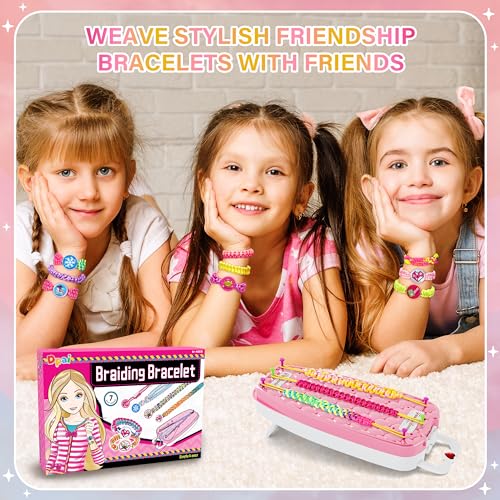Friendship Bracelet Making Kit for Girls Ages 6-12, DIY Jewelry Craft Toy - color: Pink