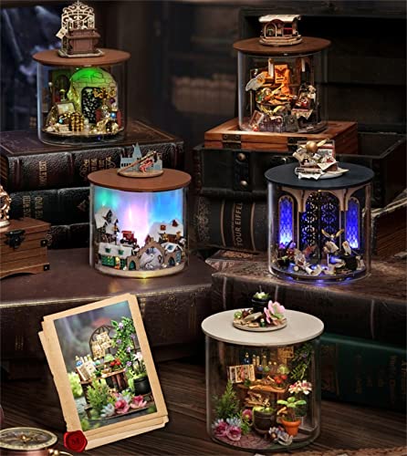 Flever Dollhouse Miniature DIY House Kit Creative Room Dream Bottle Series with Furniture for Romantic Valentine's Gift (Magic Gate) - color: Magic Gate