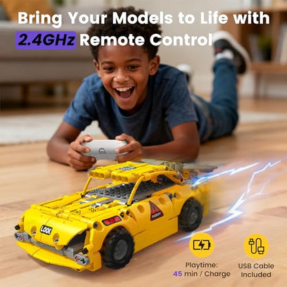 5-in-1 STEM Robot Building Kit, APP & Remote Control Robotics Kit - color: Yellow