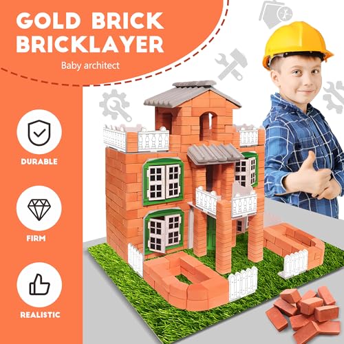 Brick House Building Kit for Kids 6+, Clay Brick Construction Set