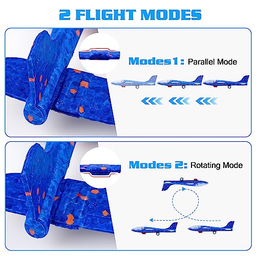 LJZJ 3pk LED Foam Plane Launcher, 2 Modes Outdoor Toy Gift Boys Girls 3+ - size: 3 Planes (1 Launcher)