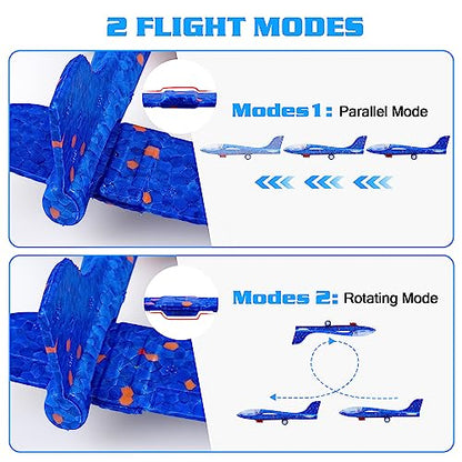 LJZJ 6 Pack LED Foam Plane Launcher, 2 Modes Outdoor Toy Gift Boys Girls 4+ - size: 6 Planes (2 Launchers)