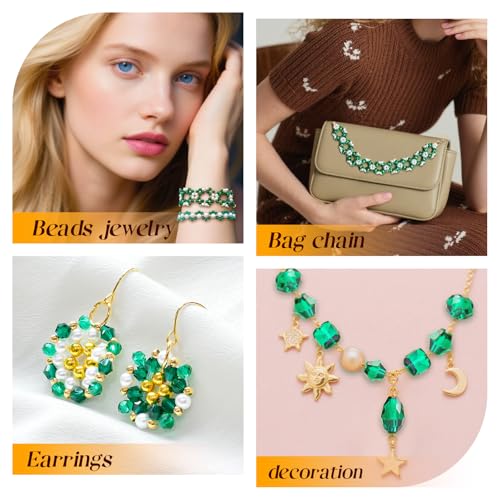 1500 Pcs Crystal Glass Beads for Jewelry Making – 12 Styles Bicone, Rondelle, Cube, Teardrop & 3mm Spacer Beads, DIY Bracelet Necklace Earring Craft Kit(Malachite Green) - color: Malachite Green
