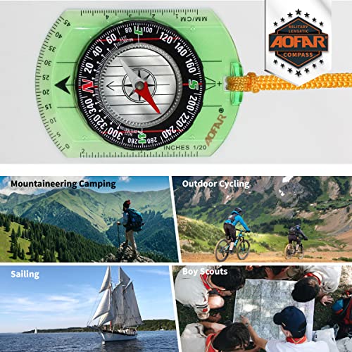 AOFAR Orienteering Compass AF-362 for Hiking and Navigation, Professional Field Compass for Map Reading and Survival, Lightweight