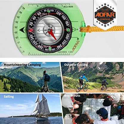 AOFAR Orienteering Compass AF-362 for Hiking and Navigation, Professional Field Compass for Map Reading and Survival, Lightweight