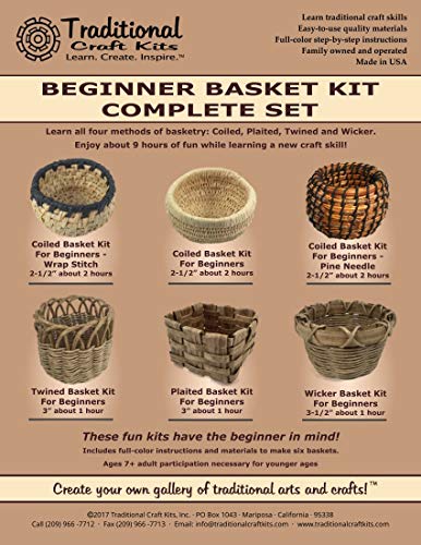 Traditional Craft Kits Beginner Basket Weaving Kit Set of 6