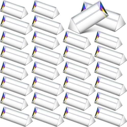 SiliFine 24 Pack 2.5 Inch 4 Inch Clear Triangular Glass Prisms Bulk - size: 2.5 Inch 4 Inch