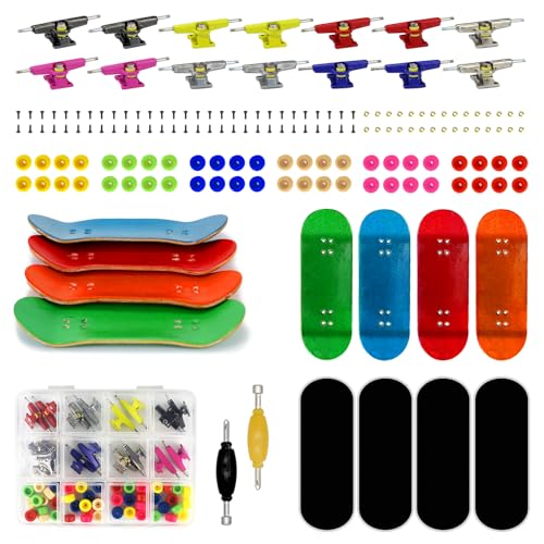 162PCS Finger Skateboard DIY Set,- Includes Premium Multicolour Wooden Fingerboard Deck,Tape Prolific Foam Tape & Multicolour Wheels, The Classic - 34mm x 96mm - Pre-Drilled Holes Size - color: 162pcs Finger Skateboard Diy Set