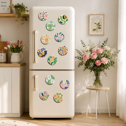Zonon 12 Pcs Boho Floral Diamond Art Magnet Kits for Fridge - color: Boho, style: Floral