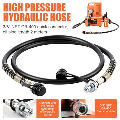 HZLZRZ Single Acting Electric Hydraulic Pump 10,000 PSI, Hydraulic Power Unit with 3/8" NPT CR-400 Fast Connector, Remote Control, Pressure Gauge, Compatible with Hydraulic Cylinders and Jack Systems - style: HZE-700C