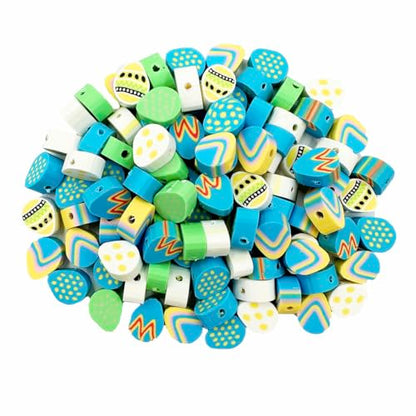 100Pcs Egg Handmade Polymer Clay Beads, 10mm Easter Egg Polymer Clay Spacer Beads for Women Jewelry Making DIY Charms Bracelet Necklace Hair Clip Accessories Handmade Craft - color: egg