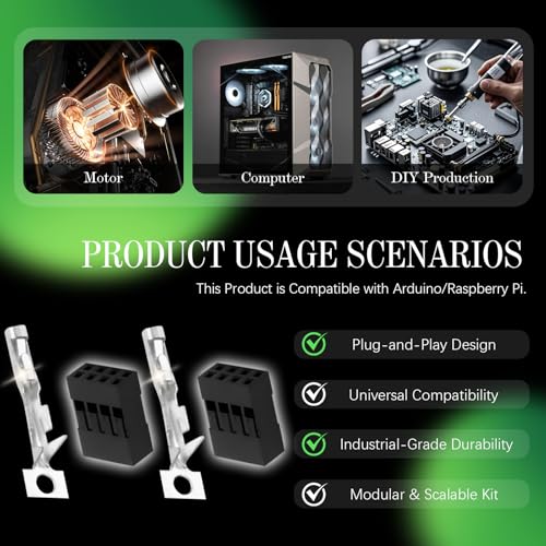50 Sets / 450 Pieces for Dupont 2.54mm 4Pin Black Female Connector - size: 4-Pin Female, style: Black-Double Row