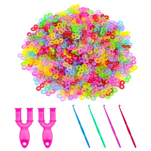BlingKingdom 600 PCS Rubber Band S Clips, Colorful Loom Bracelet Tools