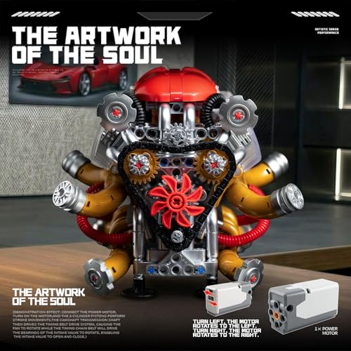 V12 Engine Model that Runs, Build Your Own Visible Car Motor Building Set