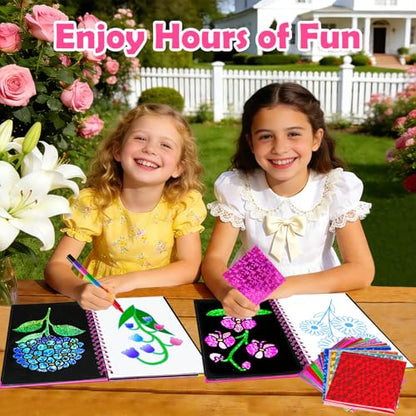 FUNNYB&G Foil Art Craft Kit for Kids, Sparkly Birthday Gift Toy for Girls - style: Flower