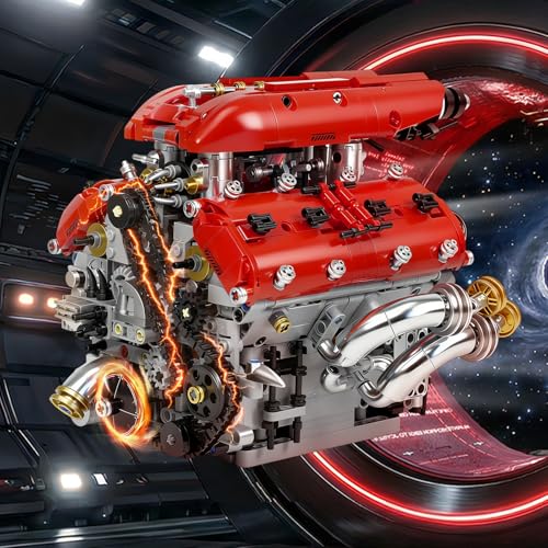 V8 Engine Model Kit, 1370 PCS Build Your Own Visible Car Motor