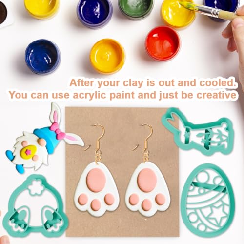 17Pcs Rabbit Polymer Clay Cutters Carrot Flower Polymer Cutter for Clay Earrings Making Festival Jewelry DIY - color: Easter