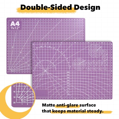 Mandala Crafts Self-Healing Purple Pink 9x12" A4 Cutting Mat Kit for Sewing - color: Purple Combo, size: 9 x 12 Inches Mat Combo