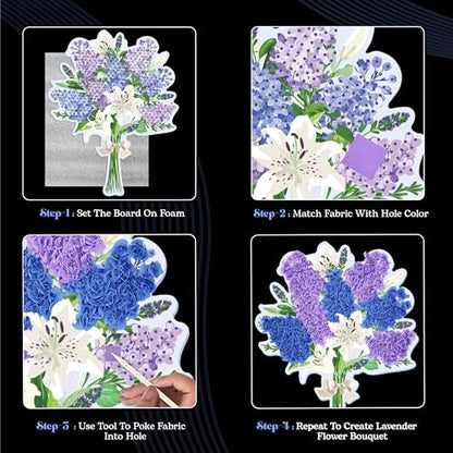 Unwynd Poke Art Lavender Flower Bouquet Kit for Adults, Women and Teens - style: Lavender