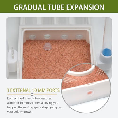 StackCore Stackable Series - White QuadTube (Four Tube Ant Nest) with Starter Tool Kit - size: White QuadTube