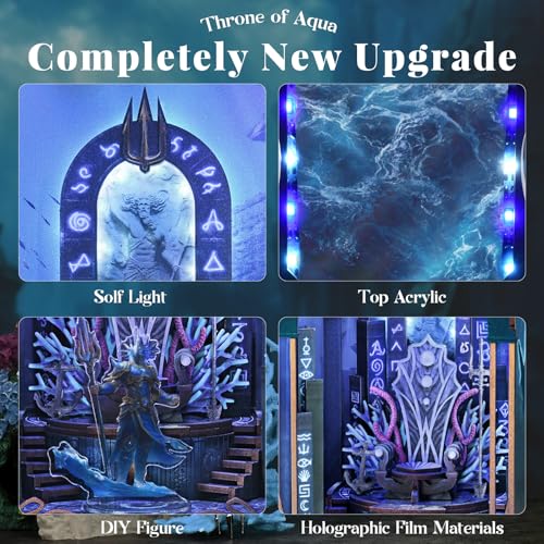 CCCDF Throne of Aqua Book Nook Kit, DIY 3D Wooden Puzzle with LED - color: Throne of Aqua