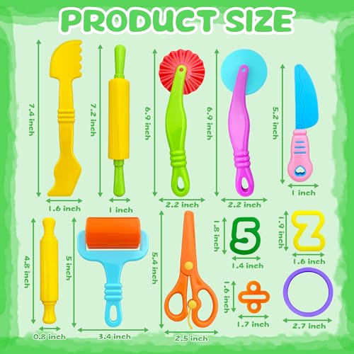 Dough Tools 55 PCS Dough Play Tools Set for Kids, Plastic Alphabet Numbers Shapes Cutters, Rollers, Scissors - style: 55 pcs