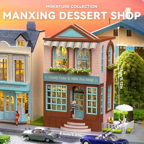 Flever Dollhouse Miniature DIY House Kit Creative Room with Furniture for Romantic Valentine's Gift (Manxing Dessert Shop) - color: Manxing Dessert Shop