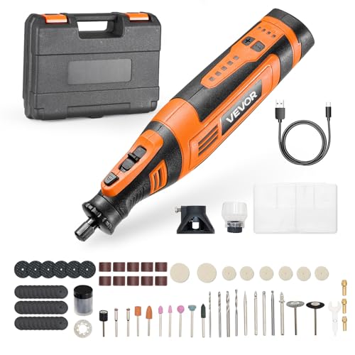VEVOR 136-Piece Cordless Rotary Tool Kit, DC8V Portable Mini Power Rotary Tool, 5 Speeds 5000-30000RPM Multi-Purpose DIY Tools for Engraving, Sanding, Polishing, Carving, Grinding, Cutting, DIY Craft - style: 136PCS