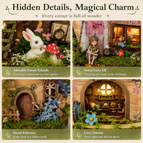 Roroom DIY Miniature House Kit, Fairy-Tale Treehouse Dollhouse Kit - color: Rowan's Tree House