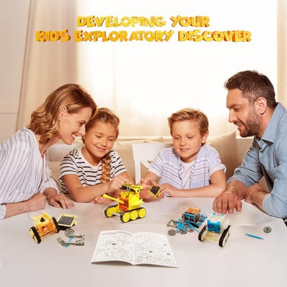 Wesfuner 30-in-1 STEM Solar Robot Kit Toys, 243 Pieces Educational Building Science Experiment Kit for Kids Aged 8-12, Birthday Gifts Kids Aged 8 9 10 11 12 13 Years Old(Yellow) - color: Yellow