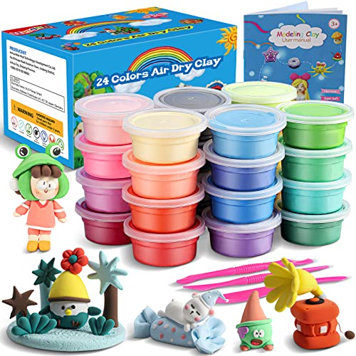 ifergoo Air Dry Clay, 24 Colors Magic Foam Modeling Clay for Kids - color: 24 Colors