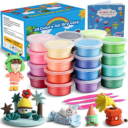 ifergoo Air Dry Clay, 24 Colors Magic Foam Modeling Clay for Kids - color: 24 Colors