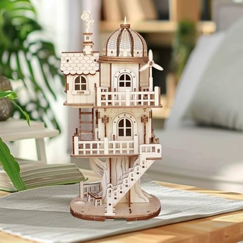 3D Wooden Puzzle for Adults, DIY Creative Circular Treehouse Model Kit
