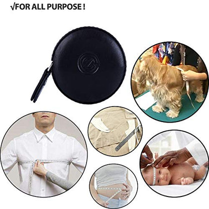Sewing Tape Measure, Medical Body Cloth Tailor Craft Dieting Measuring Tape, 60 Inch/1.5M Dual Sided Retractable Ruler with Push Button Round(1 Pack, Black) - color: Black 1 pack