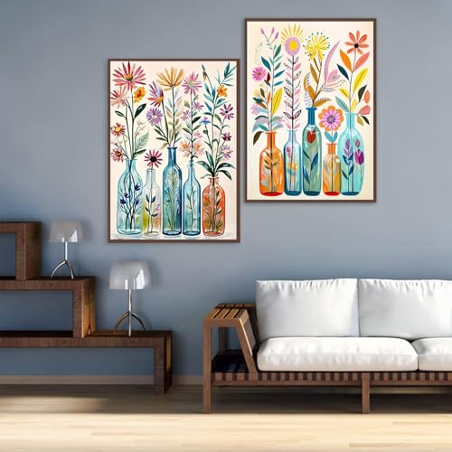 2 Pack Diamond Art Kits for Adults Flowers Diamond Painting Kit 12x16in - color: 2 Pack Flowers, size: 11.8 x 15.7 inches