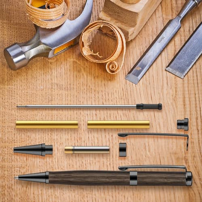 Colarr 20 Pcs 7mm Slimline Twist Pen Kit with Refill Wood, Black - color: Black