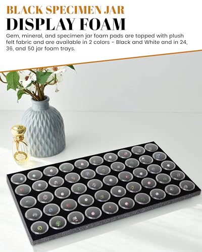 Novel Box 50 Small Gem Jars with Black Foam Gemstone Tray 14.5x7.8x0.75 - color: Black Foam Liner With 50 Gem Jars
