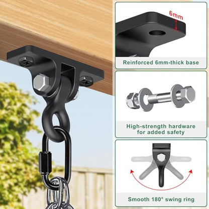 BeneLabel A-Frame Swing Set Brackets 2 Pcs Heavy Duty Swing Set Hardware with Swing Hangers & Mounting Hardware DIY Swing Set End Bracket Swing Set Kit for 4 (4x4) Legs & 1 (4x6) Beam Green - color: Both Ends Brackets With Black Swing Hanger