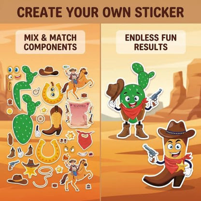 Cowboy Make a Face Stickers, Western Party Crafts for Boys & Girls - color: Cowboy