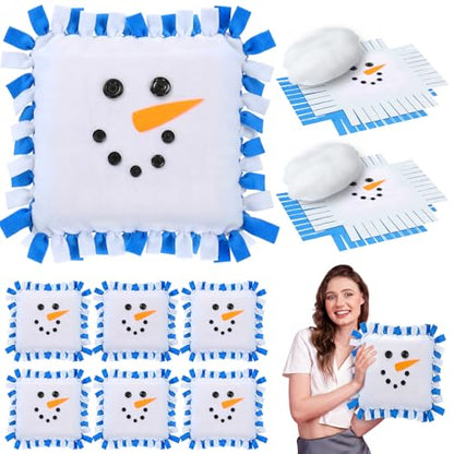 Chunful 6 Sets Winter Button Snowman Tied Pillow Craft Kit - style: Winter Snowman