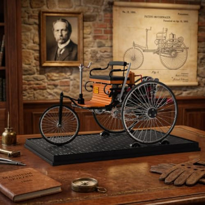 Vintage First Generation Three-Wheel Automobile Model, DIY Assembly Kit