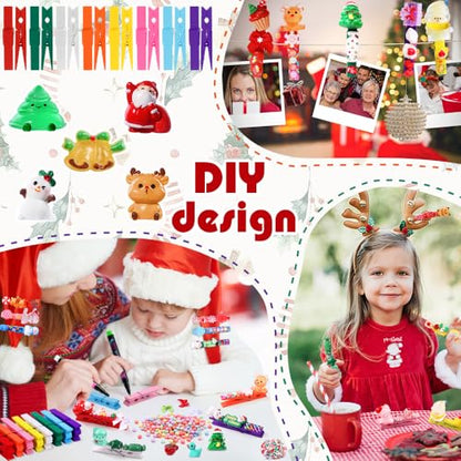 JOICEE 60 Set DIY Christmas Clothespins Kit Cheer Pins Spirit Clips - color: Christmas
