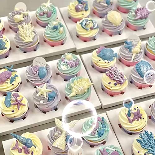 4 PCS Marine Theme Fondant Silicone Mold Hippocampus Turtle octopus Shape DIY Handmade Baking Tools, For Theme Cake Cookie Chocolate Candy Decoration Fondant Polymer Clay - style: Hippocampus styles
