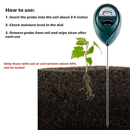 Soil Moisture Meter for House Plants, Plant Water Meter,Plant Moisture Meter for House Plants and Outdoor Plants, No Batteries Required (Green) (Pack of 2) - size: 7 Inch (Pack of 2)